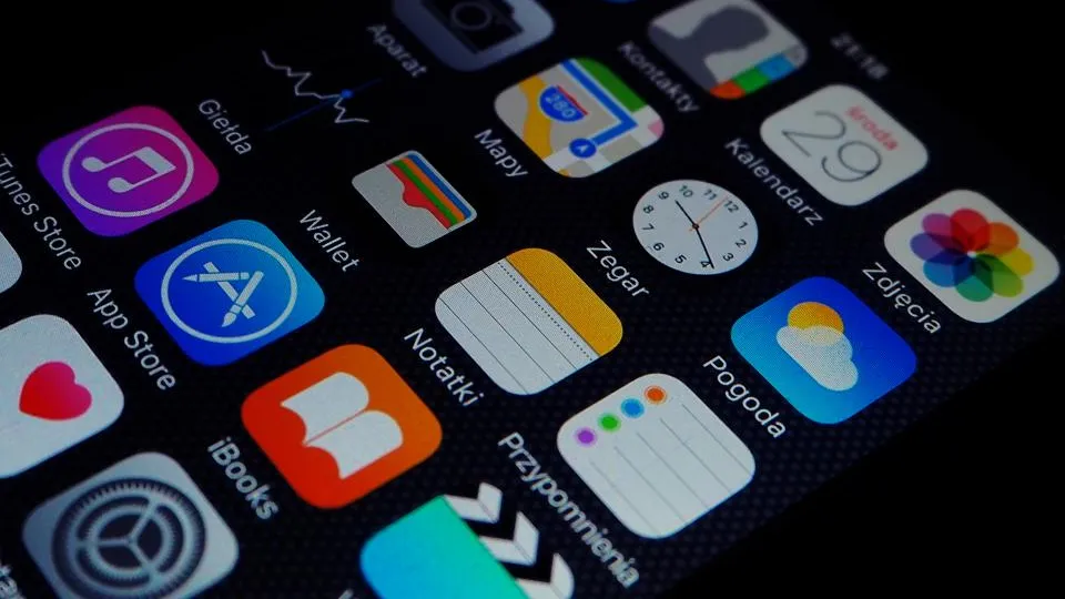 Smartphone home screen with mobile apps