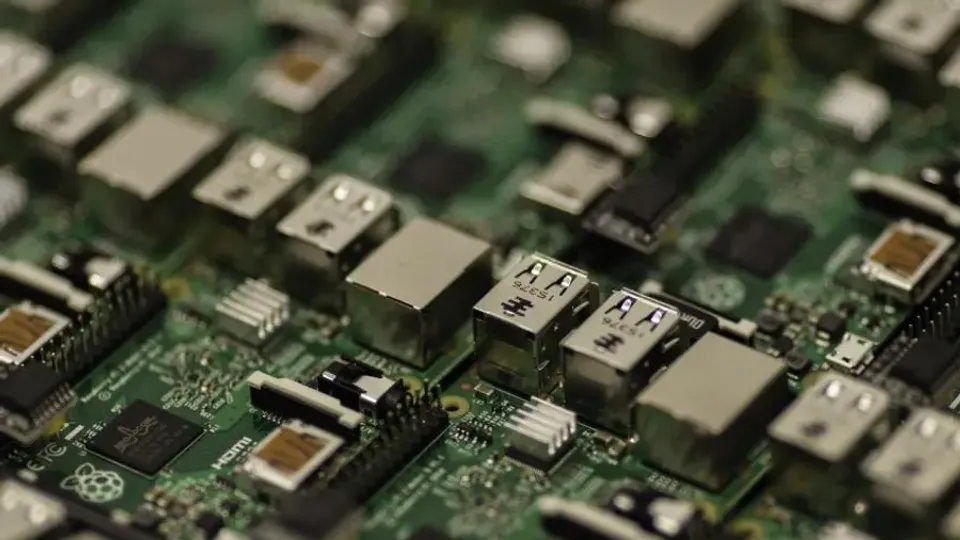 Close-up of computer circuit board representing secure business software infrastructure