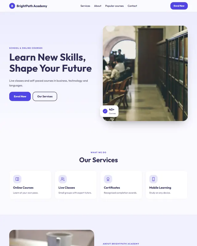 BrightPath Academy – School & Online Courses sample website