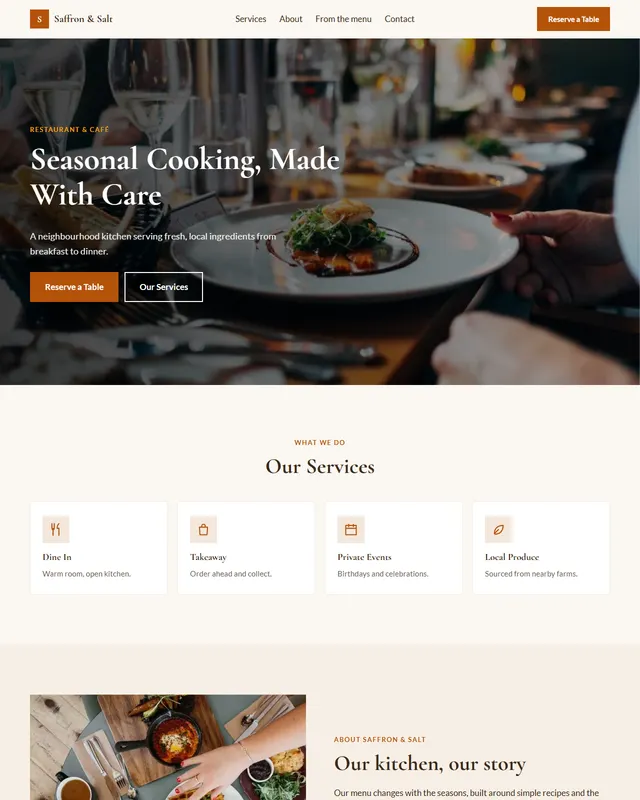 Saffron & Salt – Restaurant & Café sample website